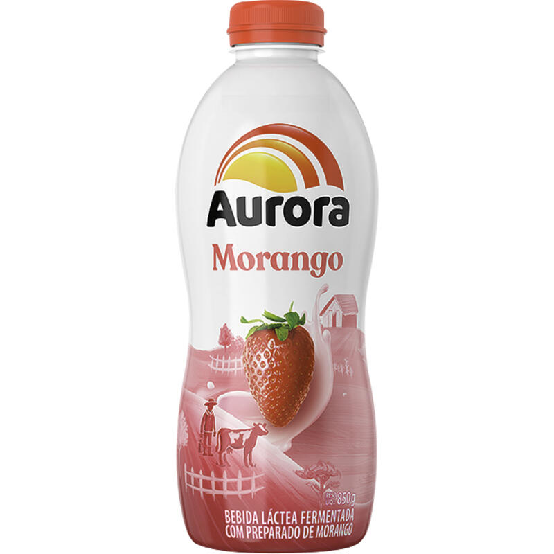 Bebida Láctea Aurora Morango Garafa com 850g