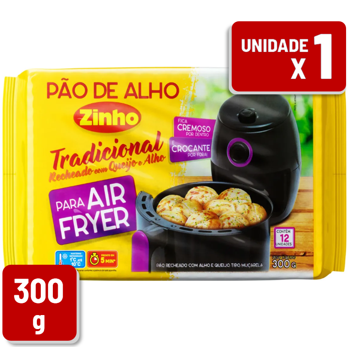 Pão de Alho Zinho Bolinha Tradicional Air Fryer Pacote 300g
