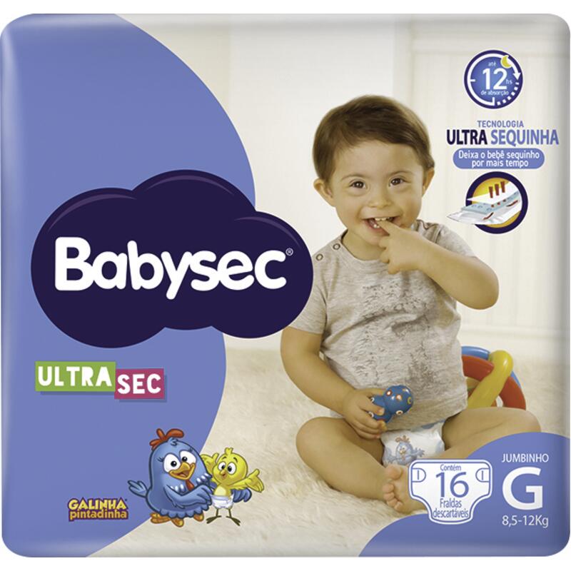Fralda BABYSEC Galinha Pintadinha Ultra Sec Tamanho G Pacote com 16 Unidades
