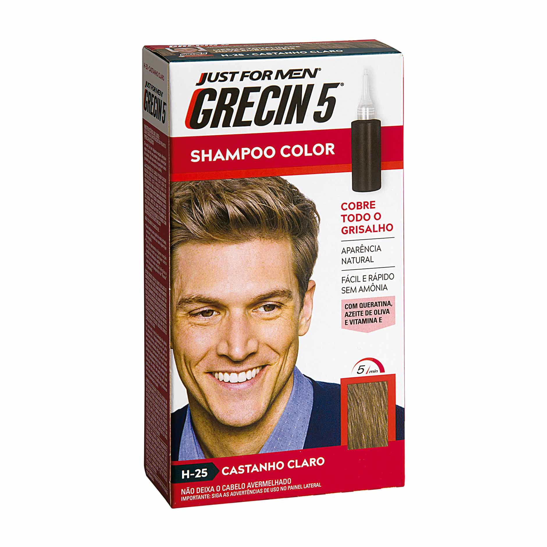 Shampoo Color Grecin 5 Just For Men Castanho Claro H-25