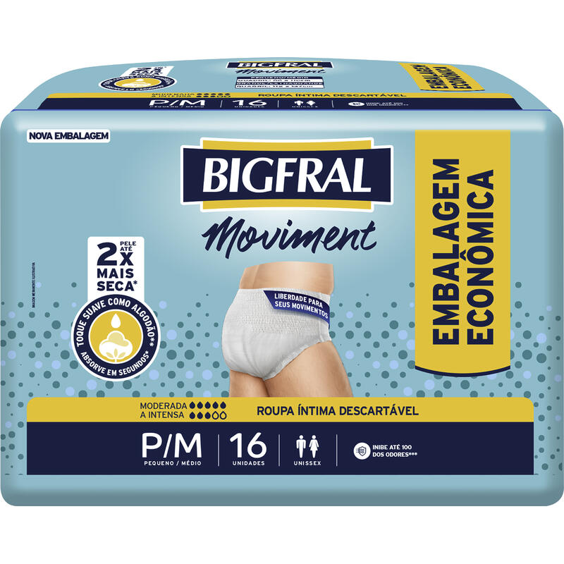 Roupa Íntima Bigfral Moviment P/M 16 un