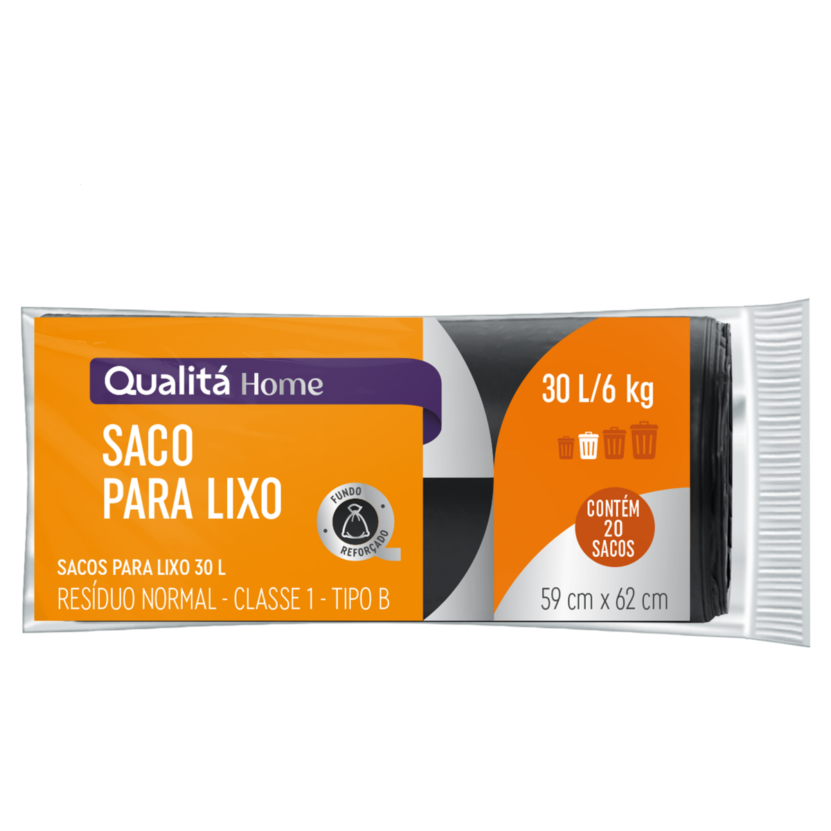 Saco para Lixo Reforçado 30L Qualitá Home 20 Unidades
