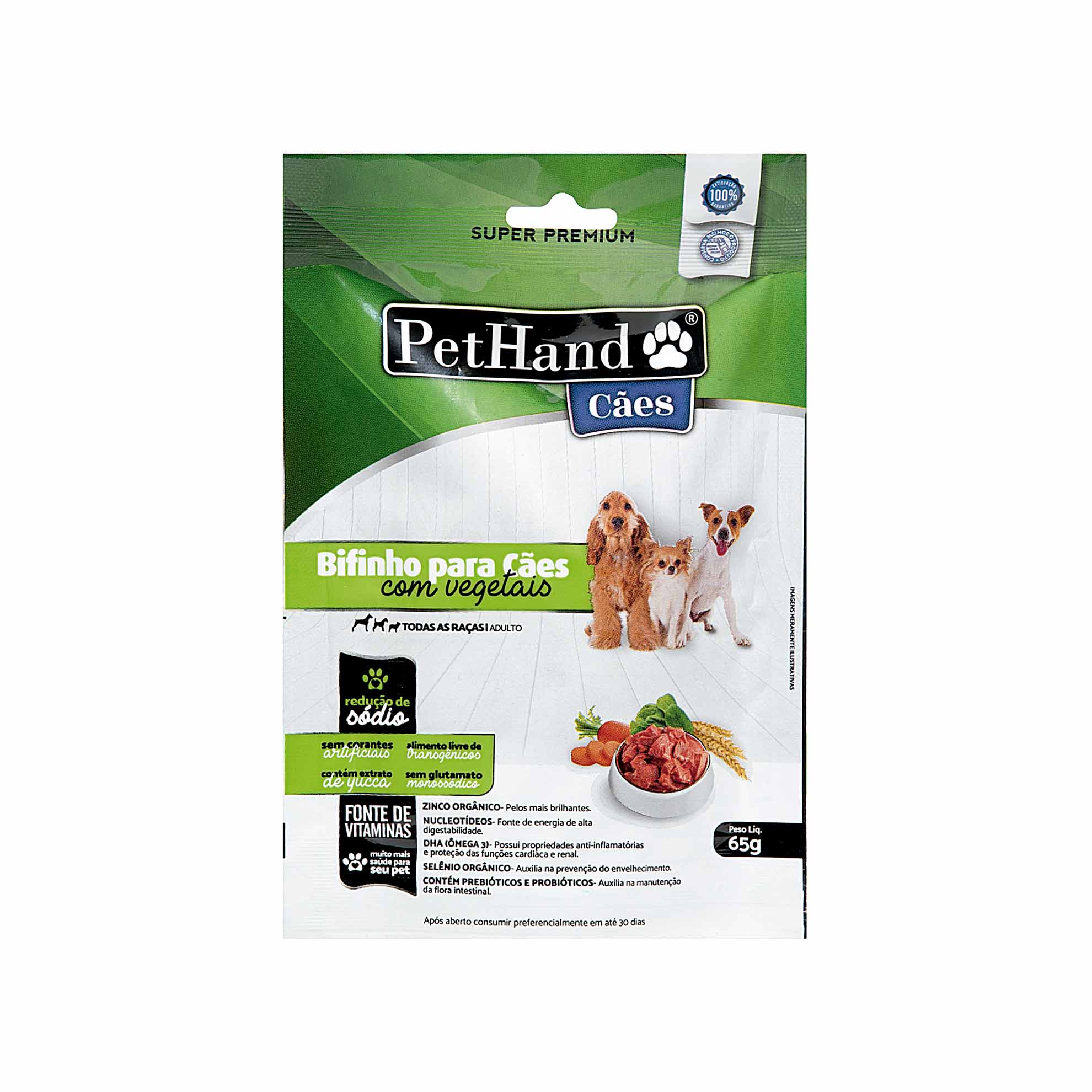 Bifinho para Cães Super Premium Carne e Vegetais PetHand 65g