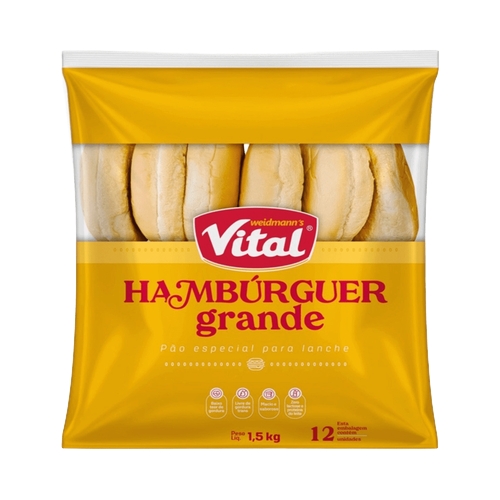 Pão De Hambúrguer Vital Grande Especial Para Lanche 1,5kg