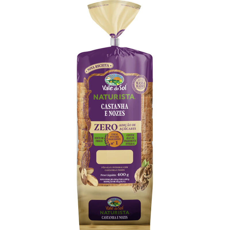 Pão Integral Vale do Sol Naturista Castanha e Nozes 400g