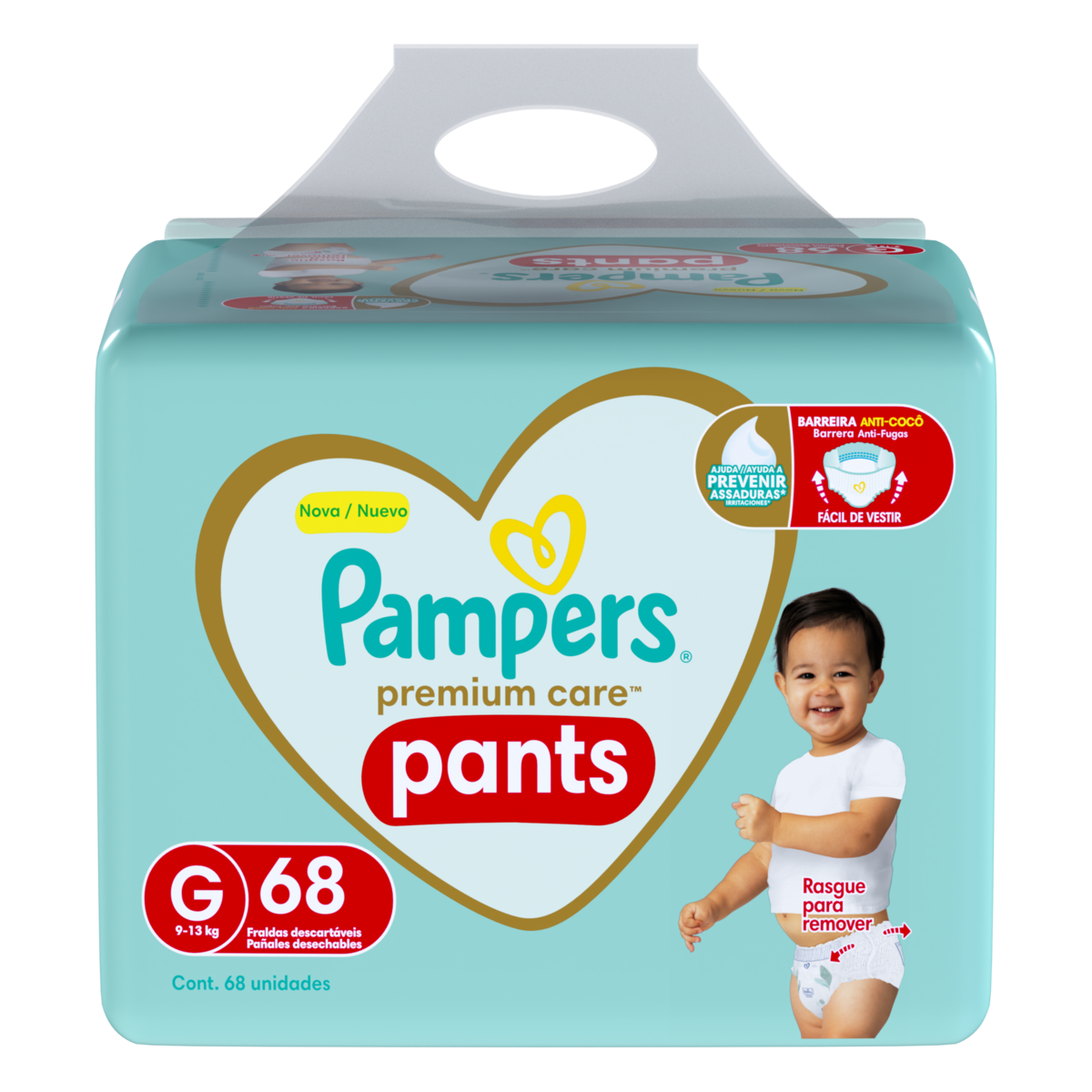 Fralda Descartável PAMPERS Pants Premium Care G com 68 unidades