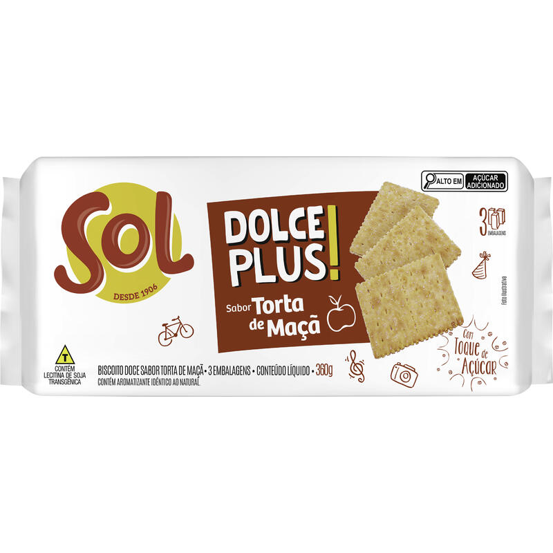 Biscoito Dolce Plus Sol Torta de Maçã 360g