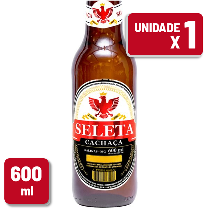 Cachaça Seleta Garrafa Vidro 600ml
