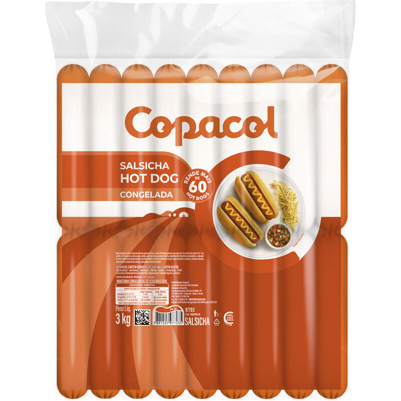 Salsicha Hot Dog Copacol Congelada 3kg