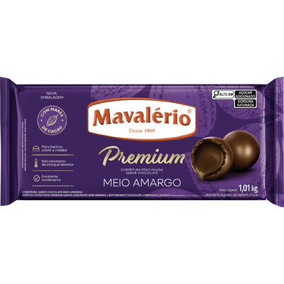 Cobertura de Chocolate Premium Mavalério Meio Amargo 1,01kg