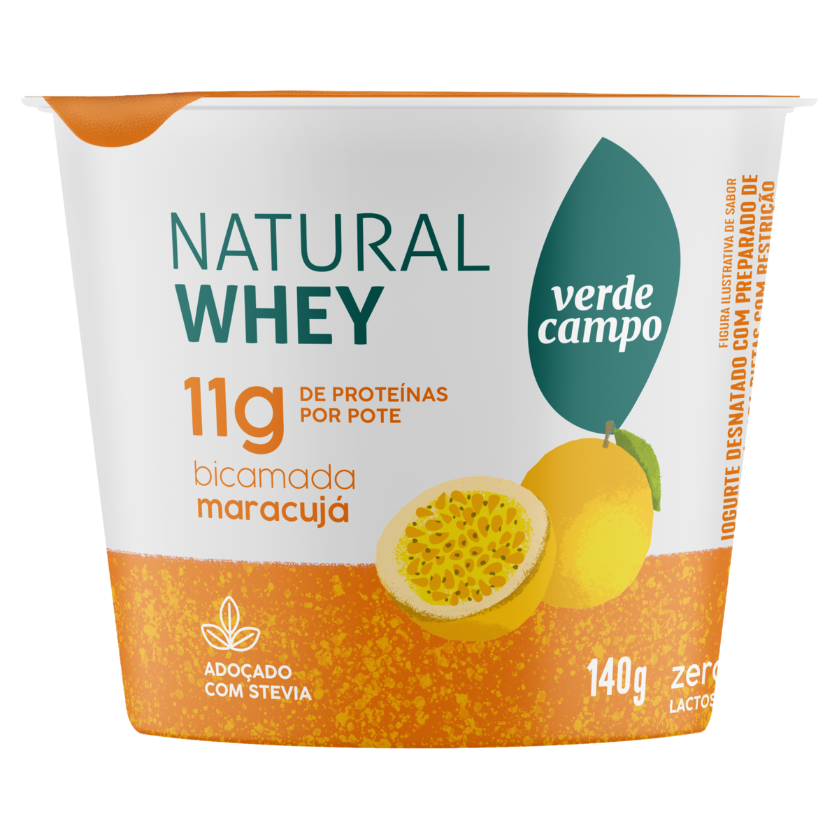 Iogurte Verde Campo Natural Whey Bicamadas Maracujá 140g