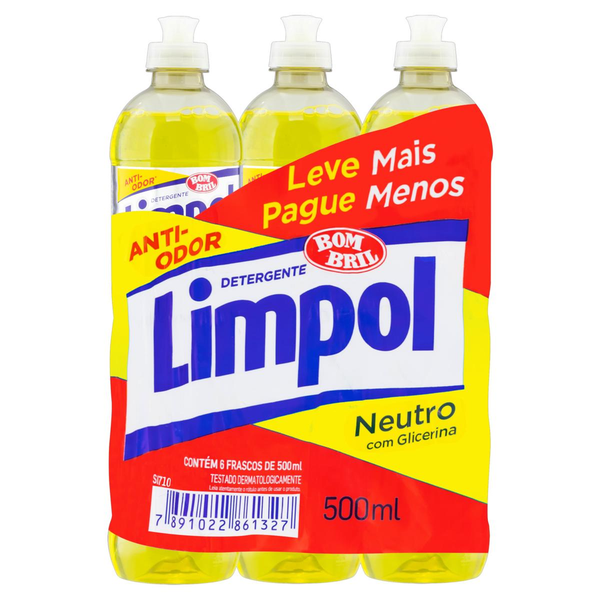 Pack Detergente Limpol Neutro Frasco 6Un.