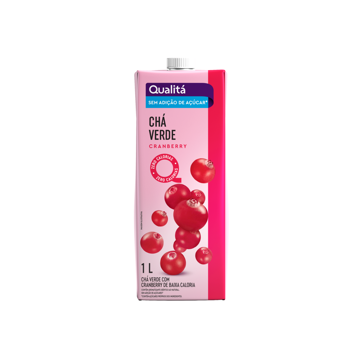 Chá Verde com Fruta Cranberry sem Adição de Açúcar Qualitá Caixa 1l