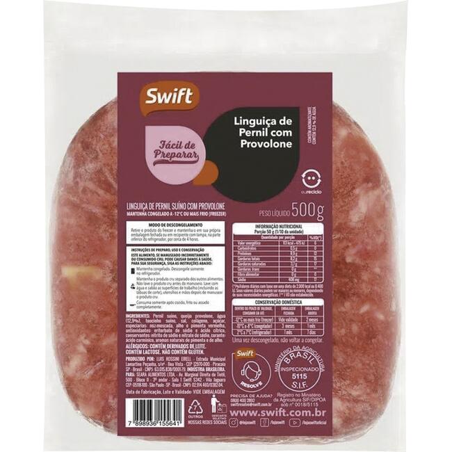 Linguiça De Pernil Com Provolone Bragantina SWIFT 500g