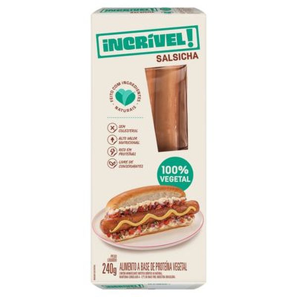 Salsicha INCRÍVEL! 100% Vegetal Congelada 240g