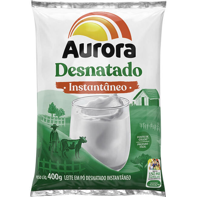 Leite em Pó Aurora Desnatado Instantâneo 400g