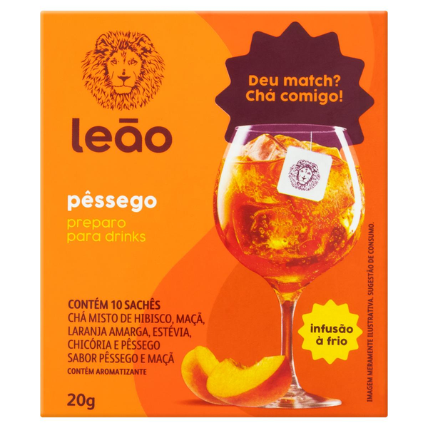 Chá Pêssego Leão Caixa 20g 10 Unidades