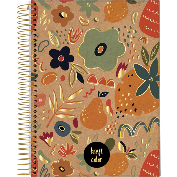 Caderno Universitário Jandaia 10 Matérias - Capa Dura - Especial Kraft - 160 Folhas - Ref. 72791-25