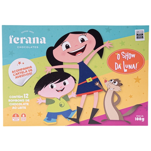 Chocolate Ferana O Show Da Luna Ao Leite Com 12 Unidades 100g