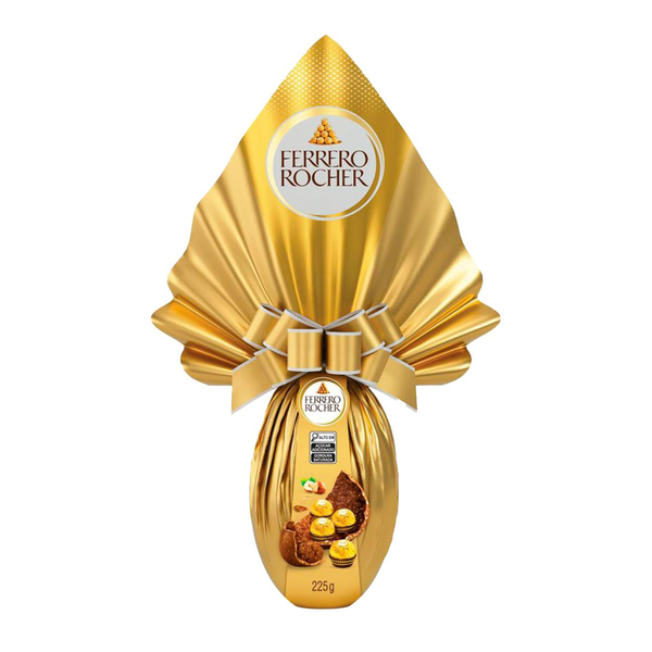 Ovo de Páscoa ao Leite com Pedaços de Avelãs e Bombons Ferrero Rocher 225g