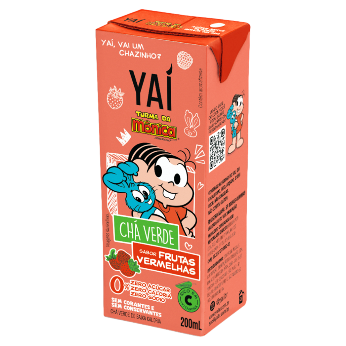 Chá Verde Frutas Vermelhas Zero Açúcar Turma da Mônica Yaí Caixa 200ml