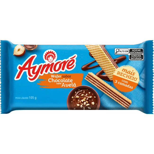 Biscoito Wafer Aymoré Chocolate com Avelã 105g