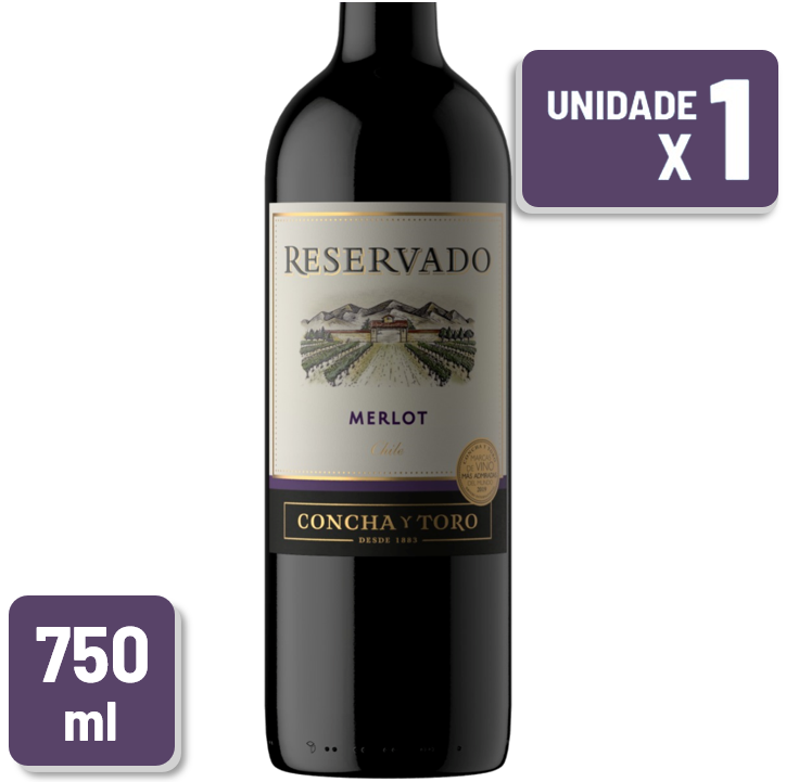 Vinho Reservado Merlot Garrafa Vidro 750ml