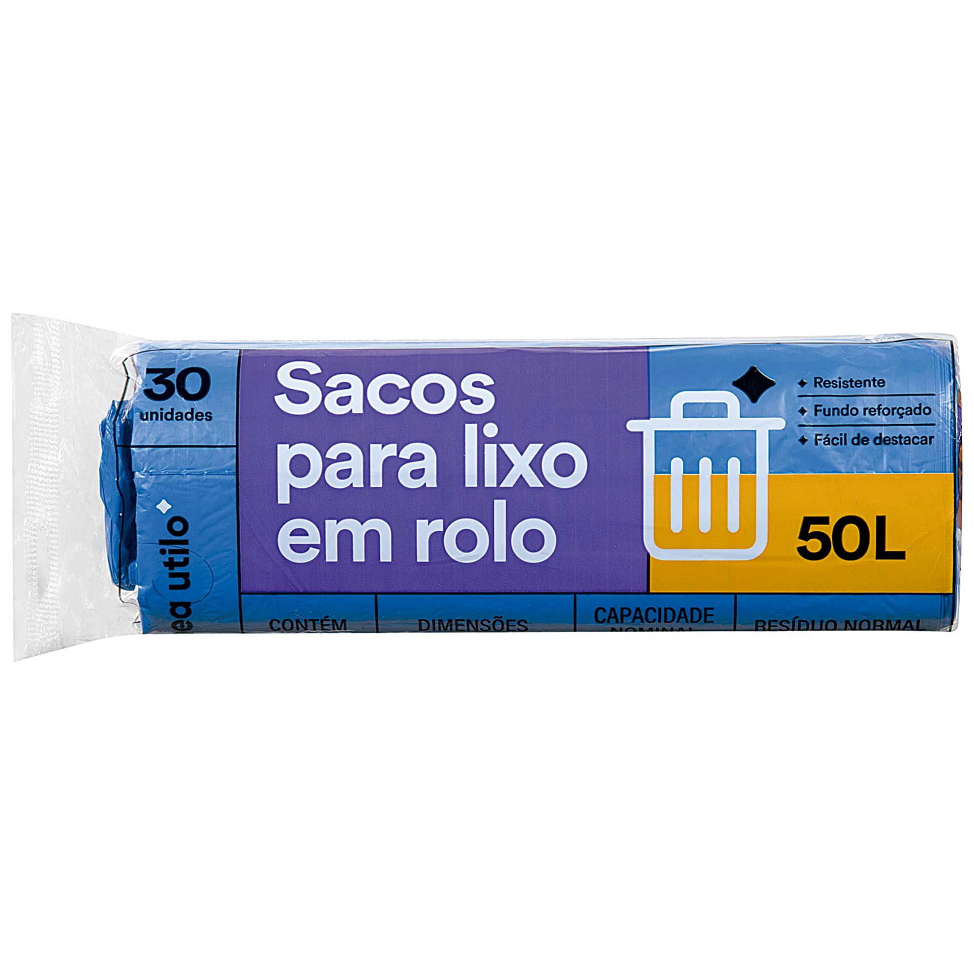 Sacos para Lixo em Rolo Azul Linea Utilo 50 Litros 30 unidades