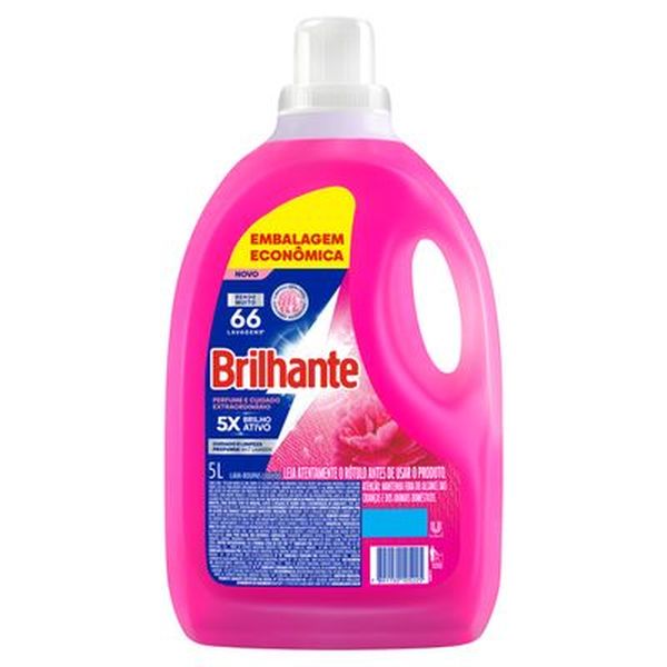 Lava Roupa Líquido BRILHANTE Perfume e Cuidado Extraordinário 5L Embalagem Econômica