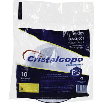 Prato Descartável Cristalcopo 12cm Fundo 10 un