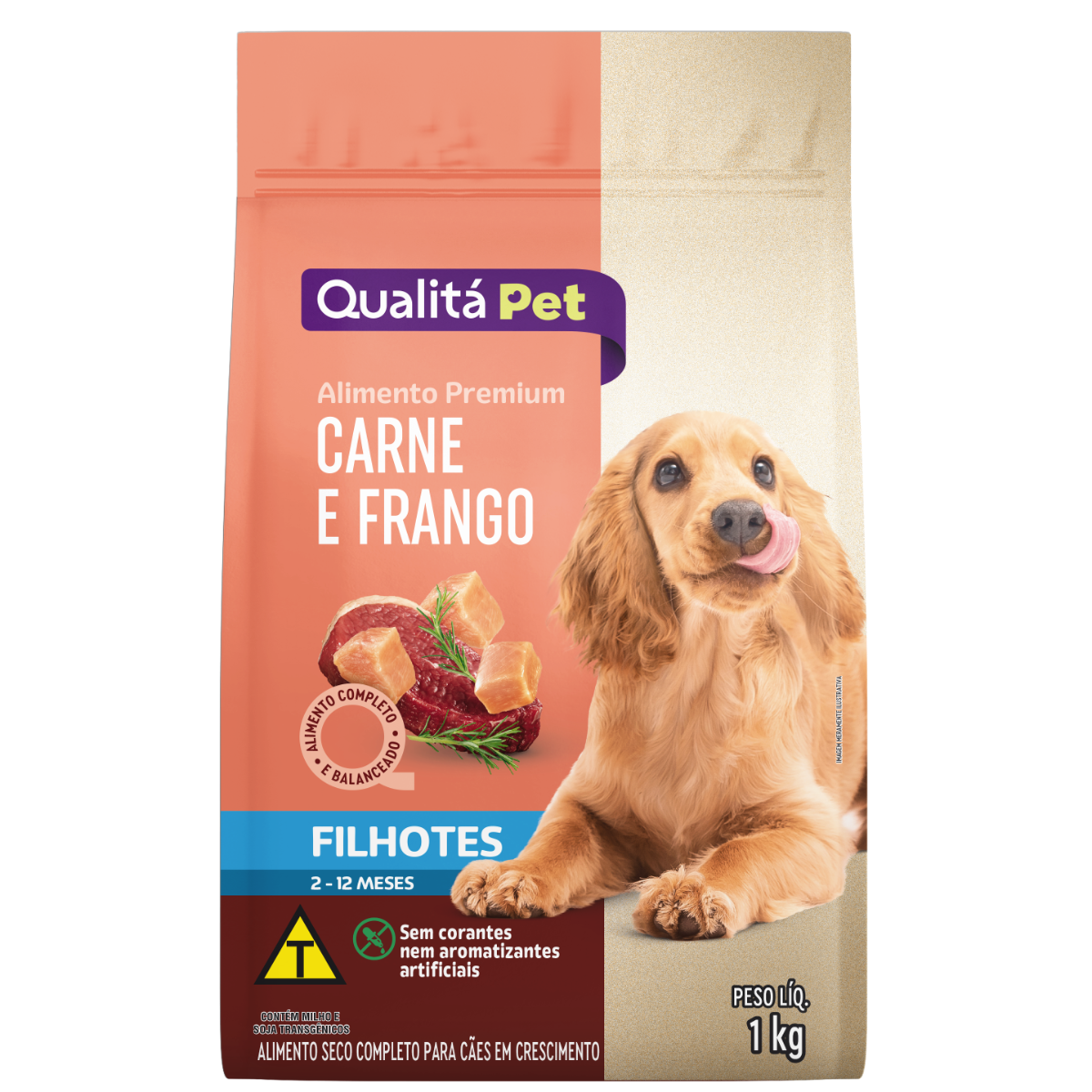 Ração QUALITÁ Para Cães Filhotes Sabor Carne e Frango 1kg