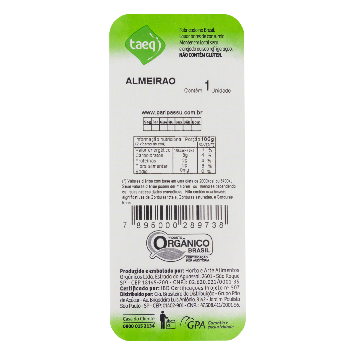 Almeirão Orgânico Taeq 320g