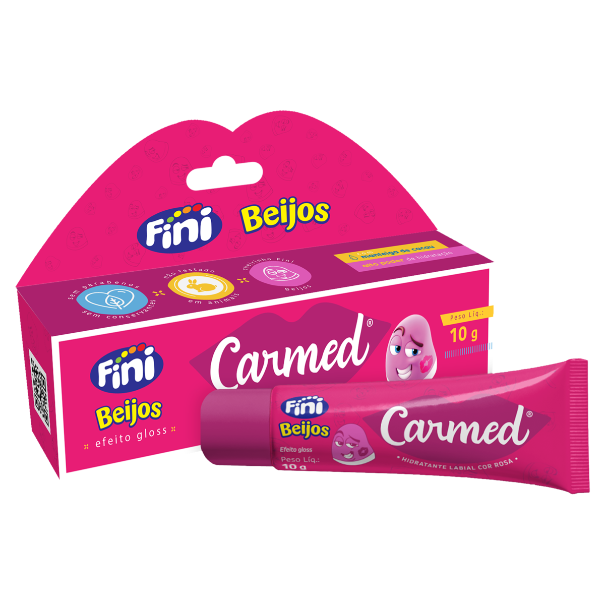 Hidratante Labial Fini Beijos Rosa Carmed Caixa 10g