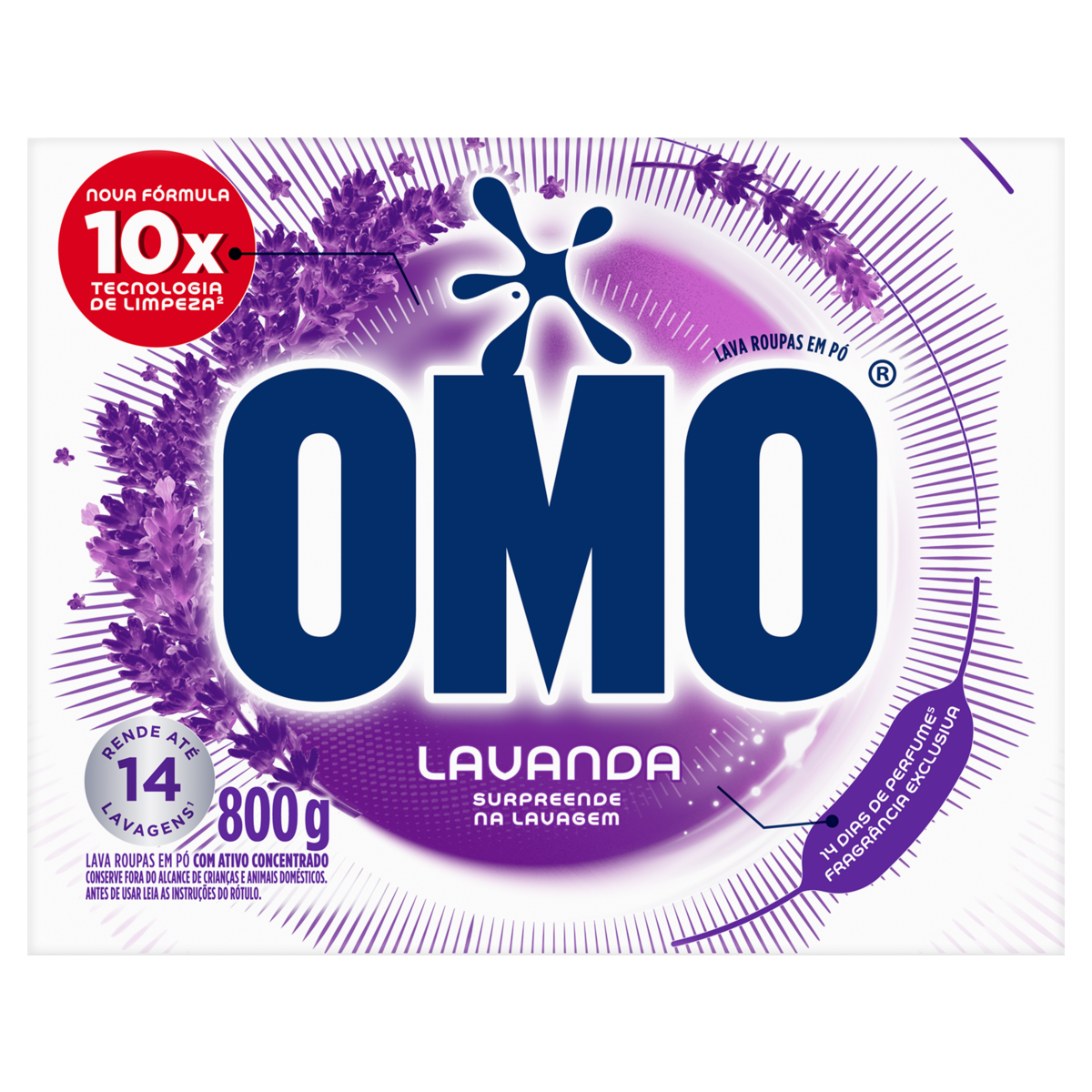 Lava-Roupas Em Pó Lavanda Omo Caixa 800g