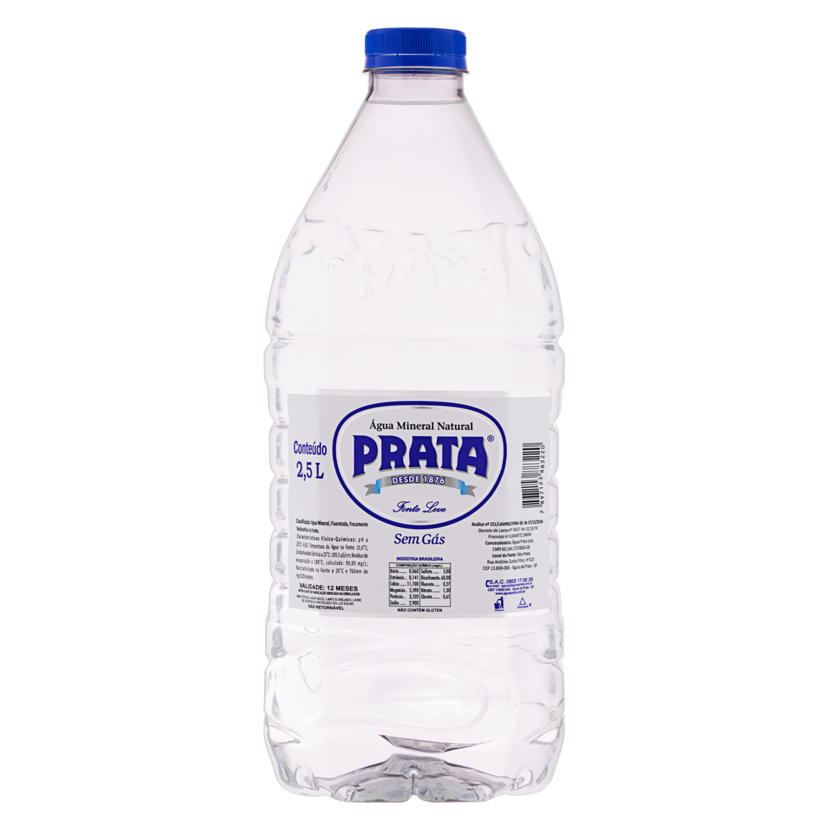 Água Mineral Natural sem Gás Prata Garrafa 2,5l