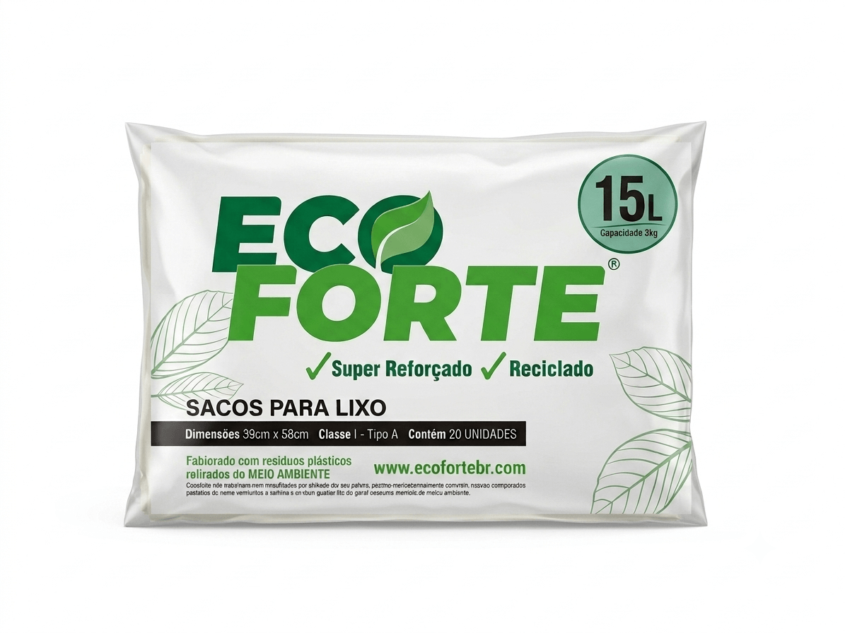 Saco de Lixo Ecológico Ecoforte Biodegradável 15 Litros 39x58cm