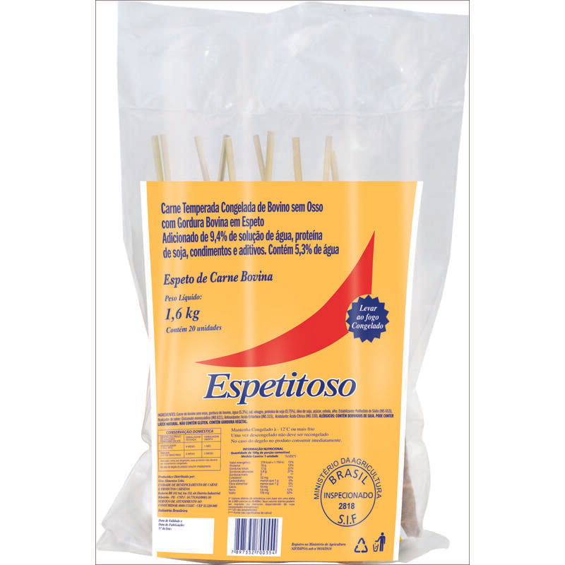 Espeto Bovino Espetitoso Congelado 1,6kg