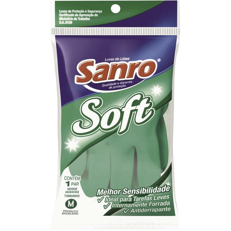 Luva Sanro Soft Verde - M Par