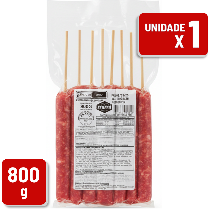 Espeto Mimi Linguiça Toscana Pacote 800g