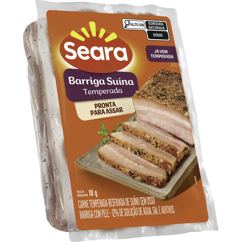 Barriga Suína Temperada Seara Resf Preço por quilo no pacote