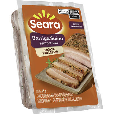 Barriga Suína Temperada Seara Resf Preço por quilo no pacote