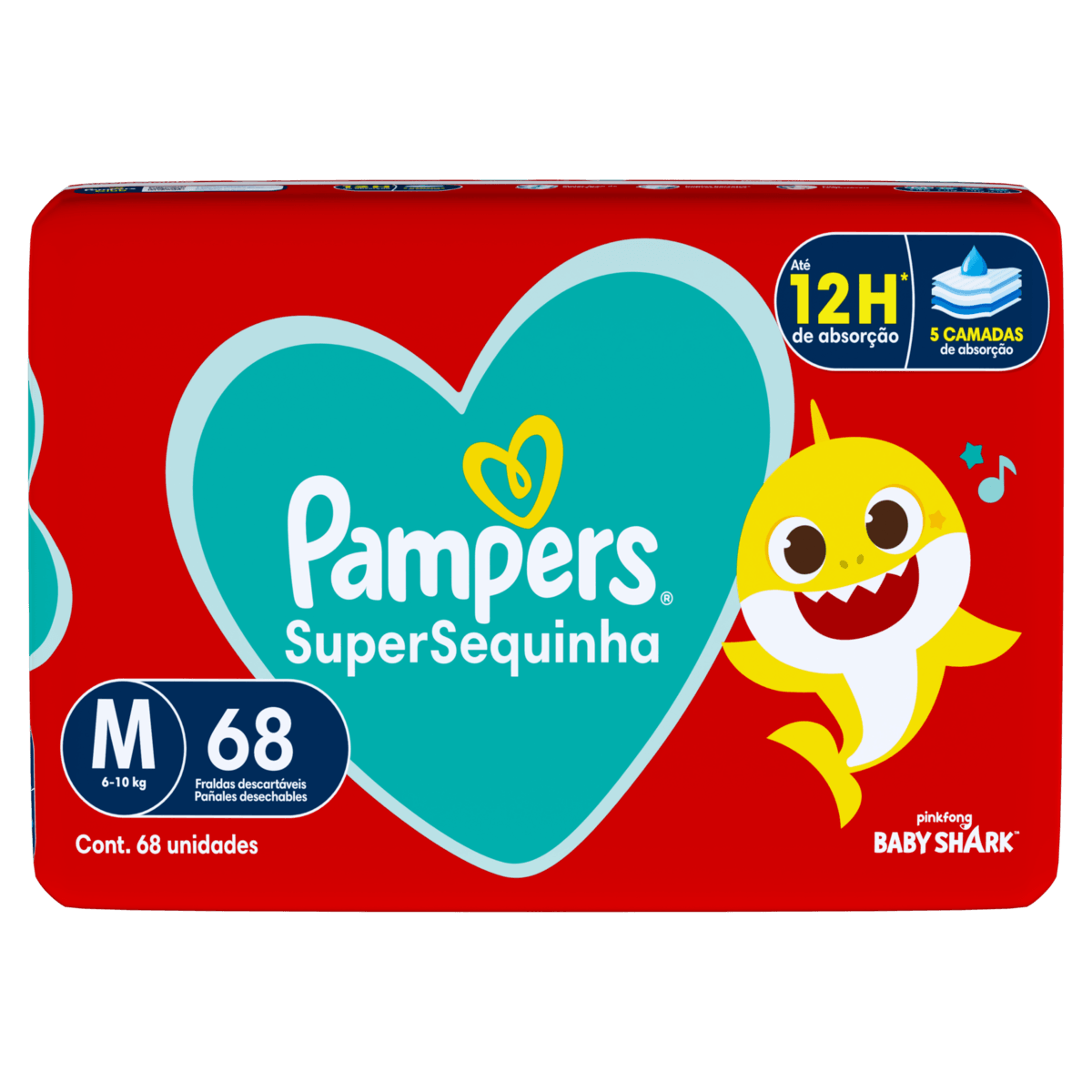 Fraldas Descartáveis PAMPERS Super Sequinha m com 68 unidades
