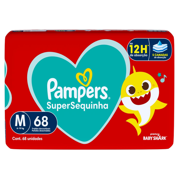 Fraldas Descartáveis PAMPERS Super Sequinha m com 68 unidades