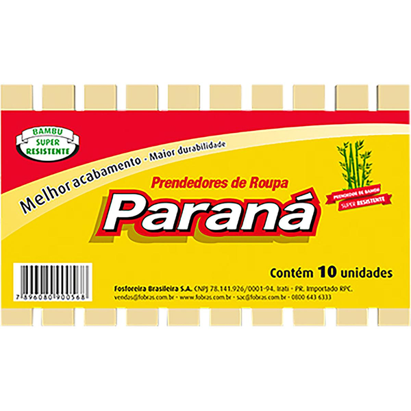 Prendedor de Roupa Bambu com 10 unidades - A\CASA