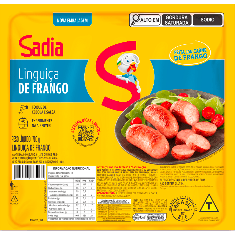 Linguiça SADIA Frango Congelada 700g