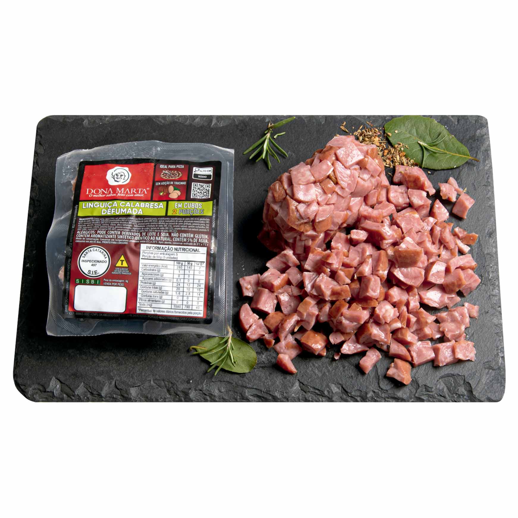 Linguiça Calabresa Defumada em Cubos Dona Marta