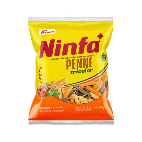 Massa de Sêmola Ninfa 500g - Penne - Tricolor