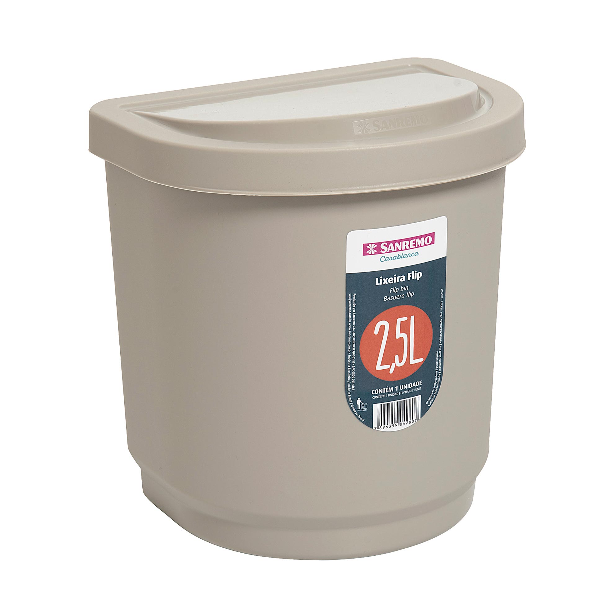 Lixeira para Pia Flip 2203 Sanremo 2,5 Litros 16,2x20x13,4cm