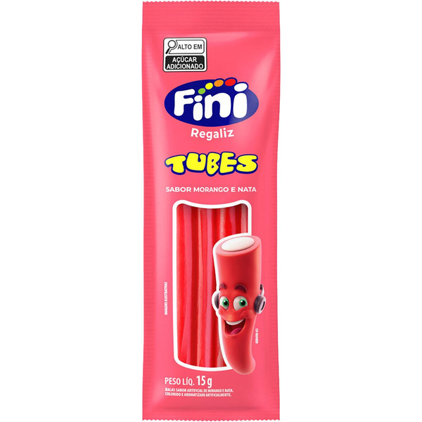 Bala Fini Tubes 15g - Morango