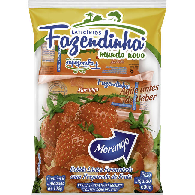 Bebida Láctea Fazendinha Morango 600g